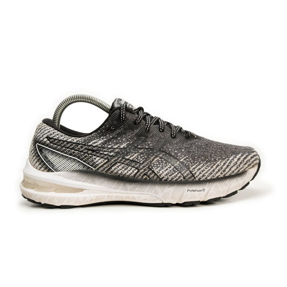 Asics Women's Black and Gray Knit Running Shoe